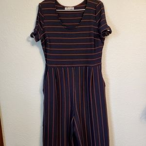 Women's Jolt Navy & Brown Jumpsuit